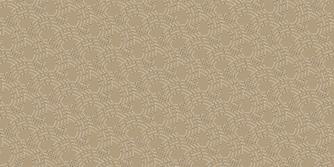 Fish scale seamless pattern with subtle gold dotted dash line, Japanese wave seashell repeat background vector for print. © firmansyah