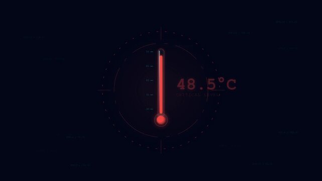 Digital Thermometer Rising Temperature to Critical Level Data Display