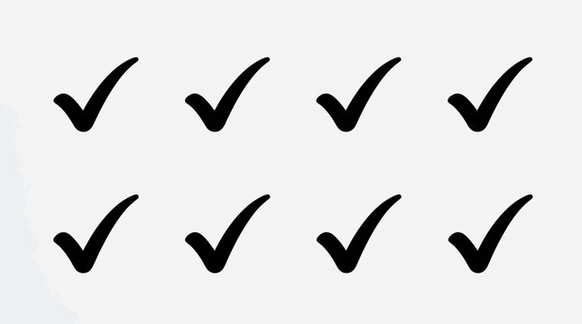 Collection of hand-drawn checkmark icons, perfect for representing completed tasks, approvals, or correct answers in various digital and print designs