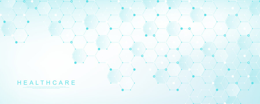 Health care and medical pattern innovation concept science background design. Abstract geometric hexagons shape medicine and science background, vector illustration