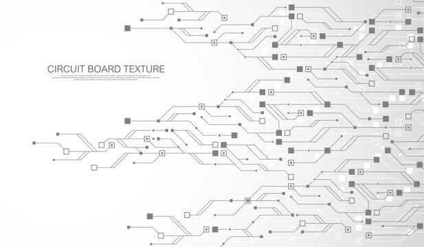 Futuristic blue circuit board system background. Modern technology circuit board texture background design. Quantum computer technology concept. Motherboard vector illustration