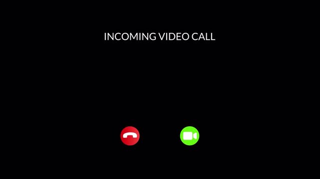 Video call interface with calling text and person icon  on a transparent background. Call screen, video, speaker, internet, video calling in 4k 