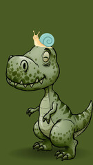 Cute cartoon dinosaurs with butterfly. © Queen Dahe