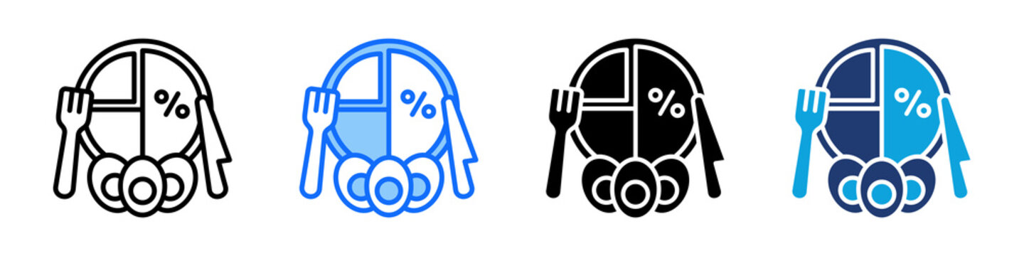 Portion Control Icon Set Multi Style Vector Illustration