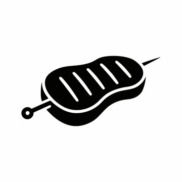 Grilled Meat on Skewer Vector Icon on white background