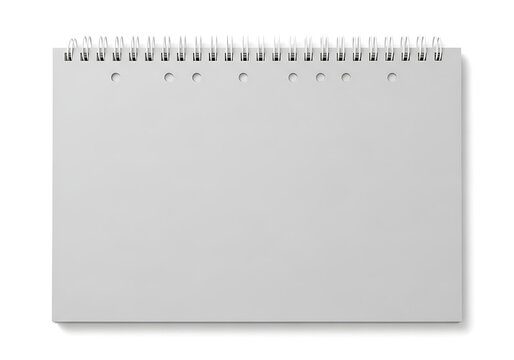 A blank spiral bound notebook on a white background