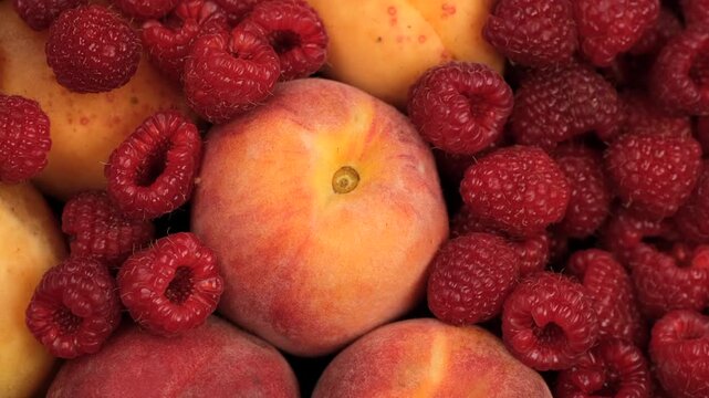 Mix fruits and berries apricot, peach, raspberry slider view