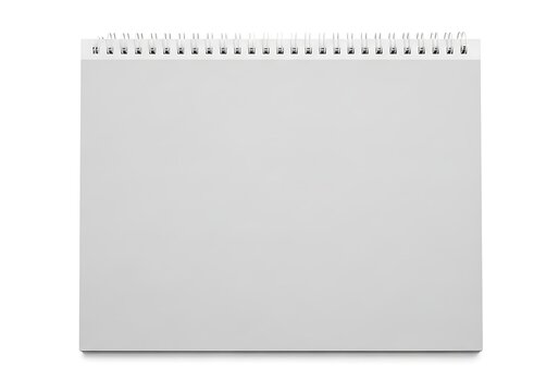 A blank spiral bound notebook on a white background