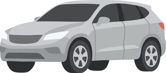Fototapeta premium A shiny silver utility vehicle stands ready for travel as it depicts a capable machine for commuting across busy urban streets or long highway roads for families seeking comfort and safety today