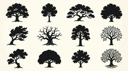 Collection of silhouetted trees various styles © Verilux