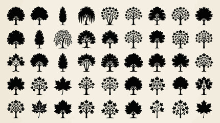 Collection of stylized tree and leaf icons © Riski