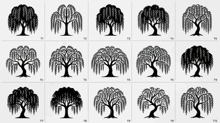 Collection of stylized weeping willow trees © Kelek