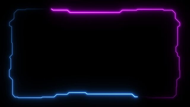 Futuristic digital HUD cyber frame technology for video overlay templates.Digital HUD futuristic motion graphic element cyber generated background. security hologram frame border 4k background.