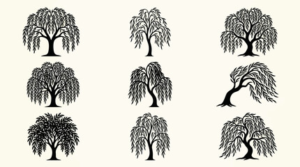 Decorative tree silhouettes collection © Sidu