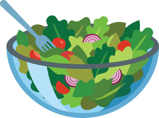 Fototapeta premium Fresh Garden Harvest Salad Mixed With Crisp Lettuce Red Tomato Slices And Sharp Purple Onion Rings Served Inside Large Bowl With Fork Ready To Eat For Healthy Lifestyle Meal Nutrition Diet Habit
