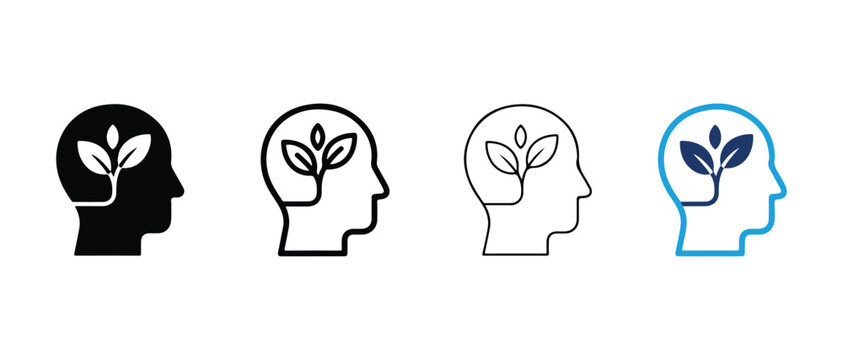 head profile, brain, plant, sprout, growth, idea, concept, thinking, mind, awareness, 