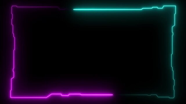 Futuristic digital HUD cyber frame technology for video overlay templates.Digital HUD futuristic motion graphic element cyber generated background. security hologram frame border 4k background.