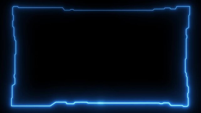 Futuristic digital HUD cyber frame technology for video overlay templates.Digital HUD futuristic motion graphic element cyber generated background. security hologram frame border 4k background.