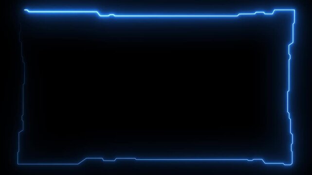 Futuristic digital HUD cyber frame technology for video overlay templates.Digital HUD futuristic motion graphic element cyber generated background. security hologram frame border 4k background.