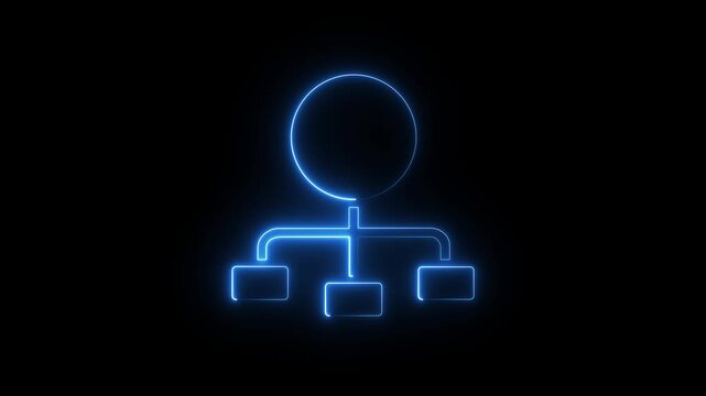 Abstract glowing neon Dollar on top of financial hierarchy icon isolated on black background. 4K Video motion graphic animation.