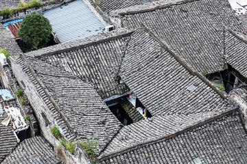 Traditional Chinese Tile Roofs, Linhai Ancient Town Street View © MaiVan