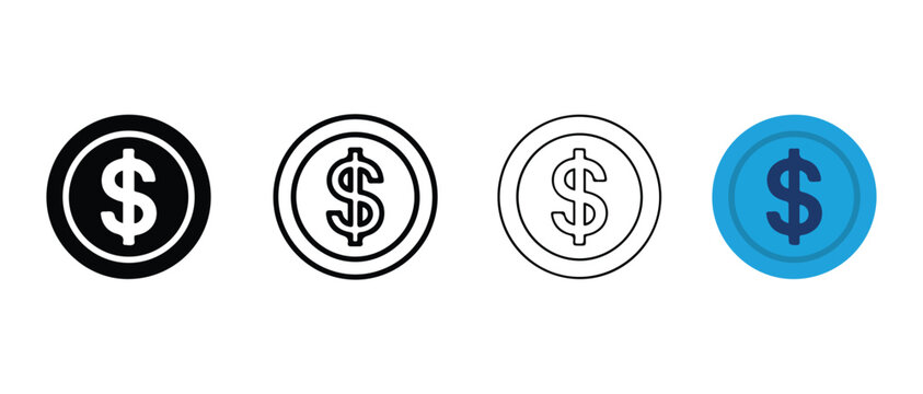 circular icons featuring dollar signs in varying designs and colors for financial or business graphics