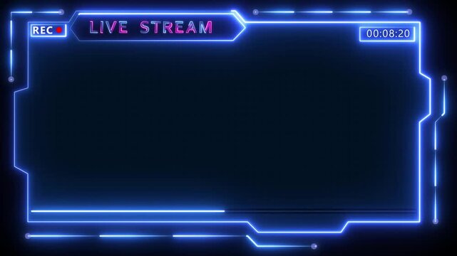 live streaming neon text frame animation box frame neon frame live streaming game live Stream overlay animation for live streaming video Titles 4k motion video