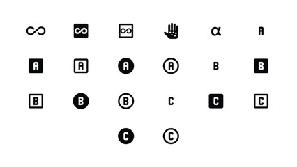 Alphabet Icons Set Featuring Letters A B C And Infinity Symbol Graphics © FOYJUL
