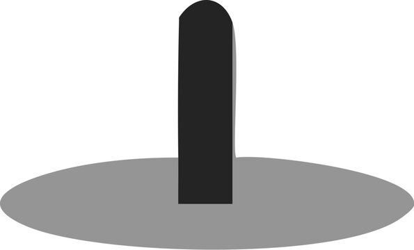 A single vertical rounded black pillar standing upright in the center of a flat grey circular base representing a conceptual support structure or a marker for navigation in a dimensional digital