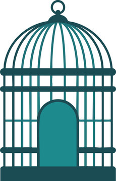 Decorative Green Metal Birdcage With Rounded Arch Entrance And Domed Top Representing Captivity Or Animal Keeping For Decorative Purposes In Home Interior Design Projects And Small Pet Care