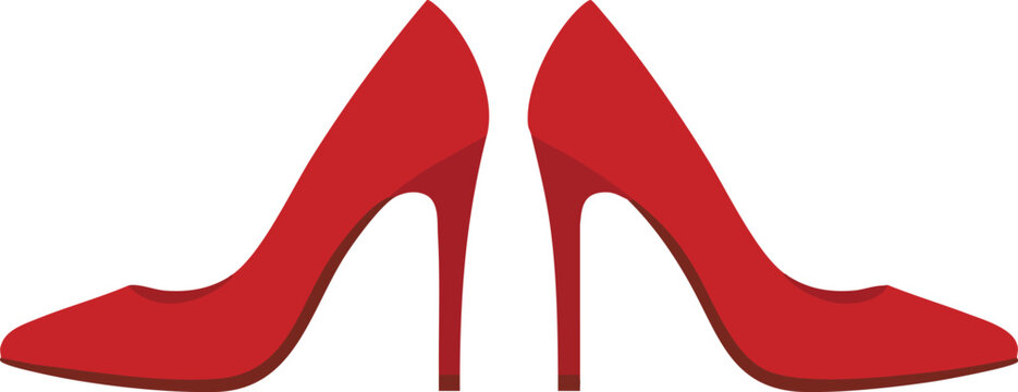 Pair Of Bright Red Stiletto Shoes Designed For Women Walking In Fashionable Events And Nights Out On The Town Providing A Bold Statement Of Sophistication And Style For Everyone Wearing High