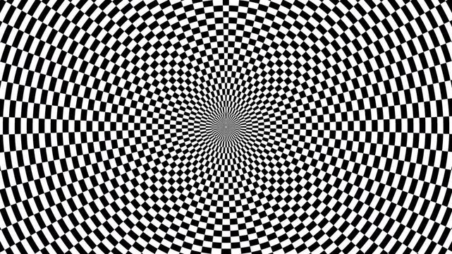 Black and white spiral turning in a loop. Concept: Backgrounds, art, textures, pattern.