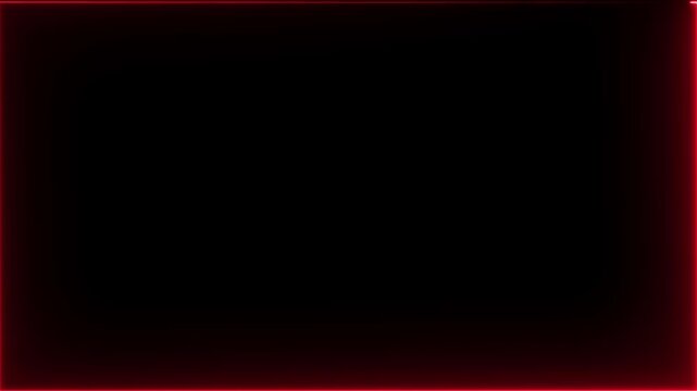 Abstract red neon light rectangular frame moving along borders with glowing pulse effect.