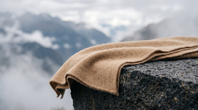 Wool Blanket Draped Over Mountain Ledge