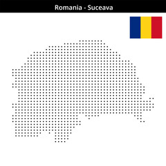 Fototapeta premium Map of Romania region Suceava in small size square dots