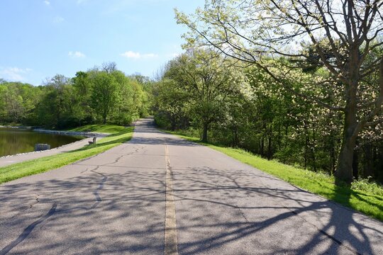 The long road in the country on a sunny day.