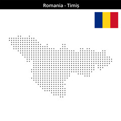 Obraz premium Map of Romania region Timiș in small size square dots