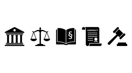 Obraz premium Legal and Judicial Symbols Collection for Law and Justice Representation.