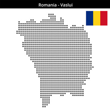 Map of Romania region Vaslui in medium size dots