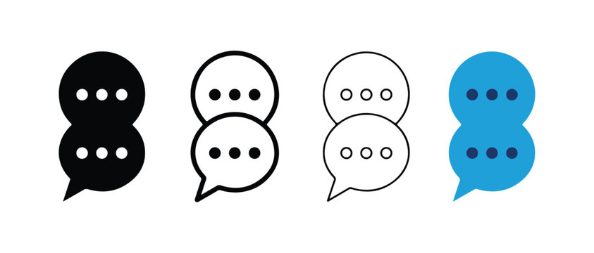 Speech Bubble Icons with Different Face Patterns Isolated on Transparent Background