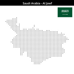 Fototapeta premium Map of Saudi-Arabia region Al-Jawf in small size square dots