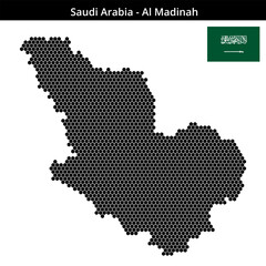 Obraz premium Map of Saudi-Arabia region Al-Madinah in small hexagonal dots
