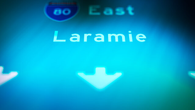 Crime Filler Shot - Cinematic Wyoming State Highway Sign - Laramie