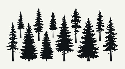 Obraz premium Forest silhouette tree collection