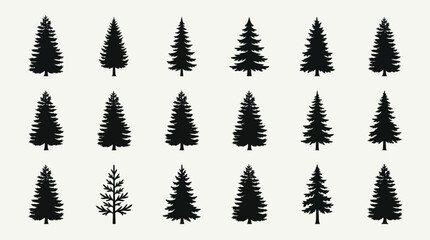 Fototapeta premium Forest tree silhouettes collection