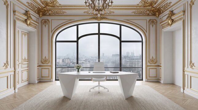 Luxury Executive Office with Paris Cityscape View