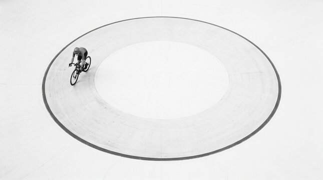 Cyclist Racing on Indoor Velodrome Track