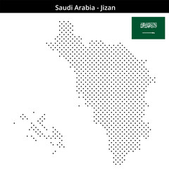 Fototapeta premium Map of Saudi-Arabia region Jizan in small cross shaped dots