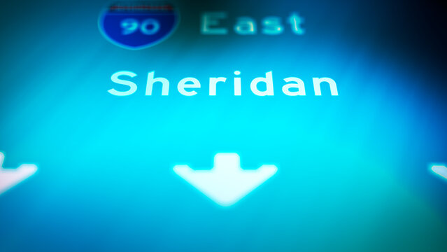 Crime Filler Shot - Cinematic Wyoming State Highway Sign - Sheridan