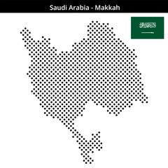 Fototapeta premium Map of Saudi-Arabia region Makkah in medium sized cross shaped dots